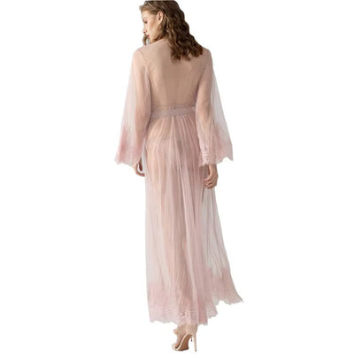 Blush Sheer Mesh Lace Robe Gown – 79622