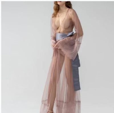 Luxury Sheer Lace Long Robe Gown – Style 79615
