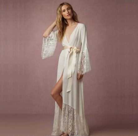 Luxury Sheer Lace Long Robe Gown – Style 79615
