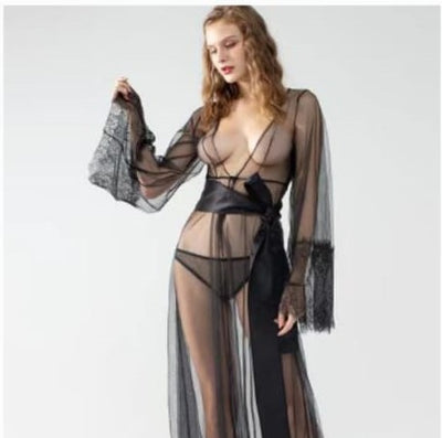 Luxury Sheer Lace Long Robe Gown – Style 79615